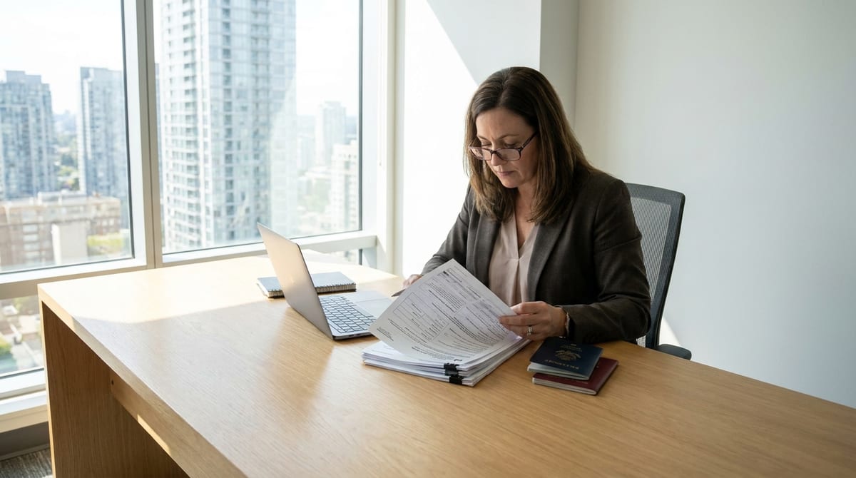 Immigration professional reviewing Express Entry documents