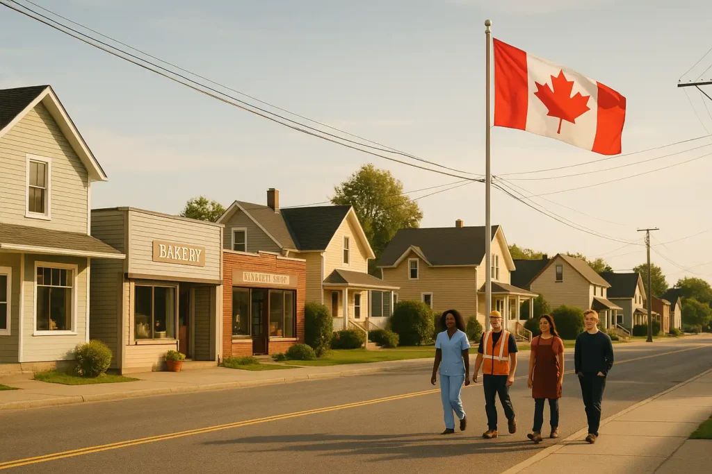A view from Canada where some people are walking on the street.