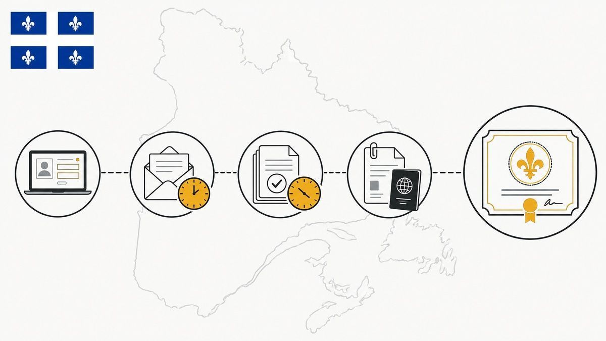 Diagram showing step-by-step application process leading to a Quebec Selection Certificate.