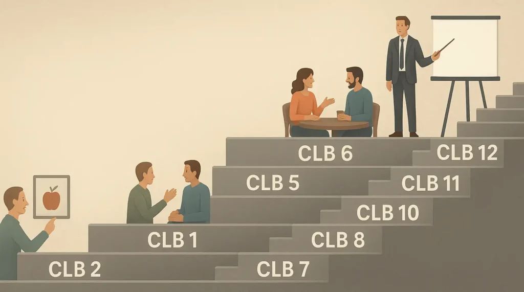 Different levels of the Canadian Language Benchmark (CLB)