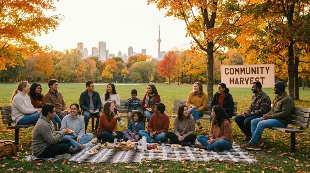 A group of people enjoying a park in Canada representing community