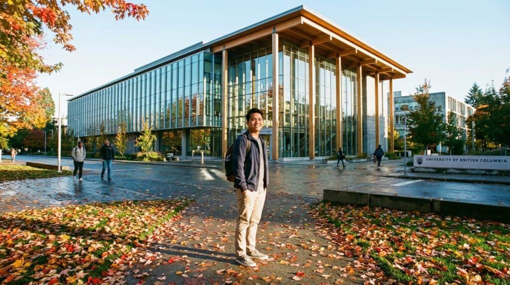 Filipino student at a Canadian university campus