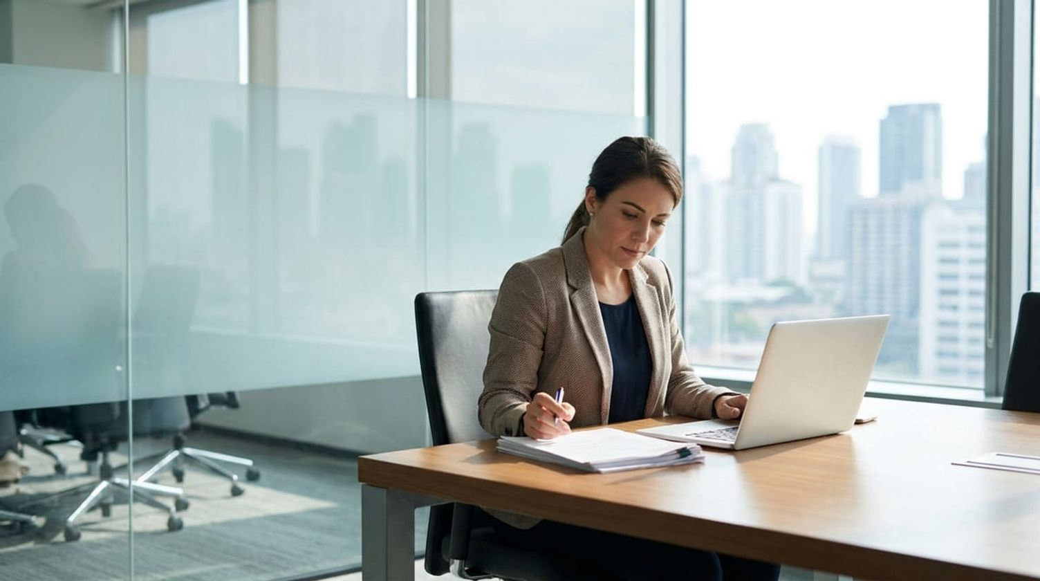 Professional immigration consultant reviewing Express Entry documents