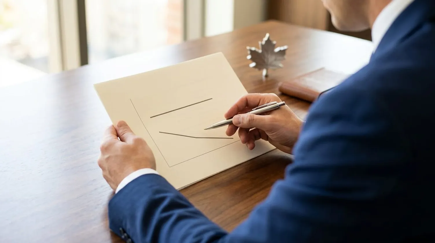 Hands of a professional reviewing steady, text-free data charts on a desk, representing immigration targets and strategy.