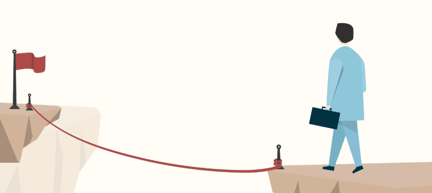 Painting of a man on his way to achieving a goal