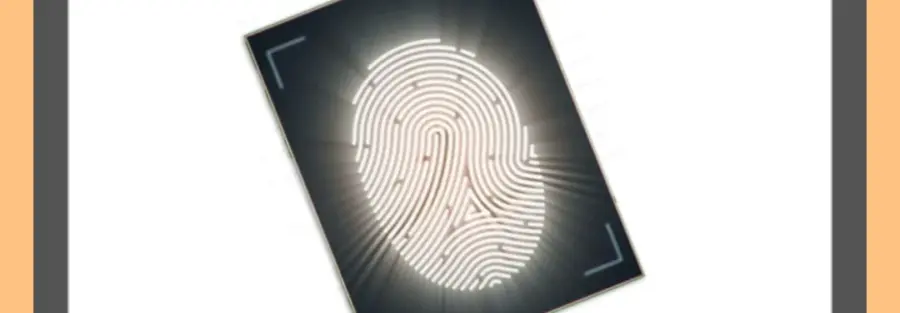 a box with the image of a fingerprint and the word "biometrics" written above it