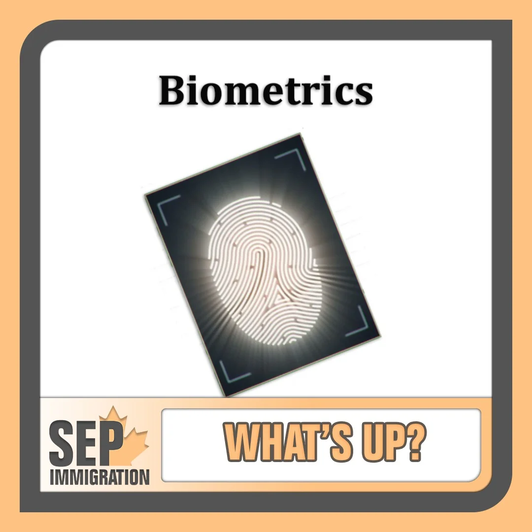 a box with the image of a fingerprint and the word "biometrics" written above it