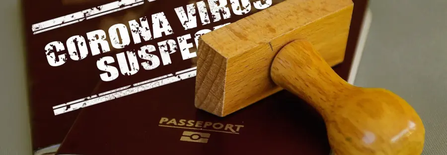 a wooden stamp laid on a red passport