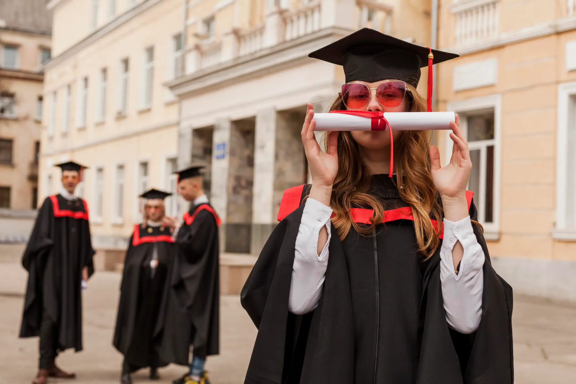 International student in graduation gown holding diploma, possibility of bringing common-law partner to Canada on student visa