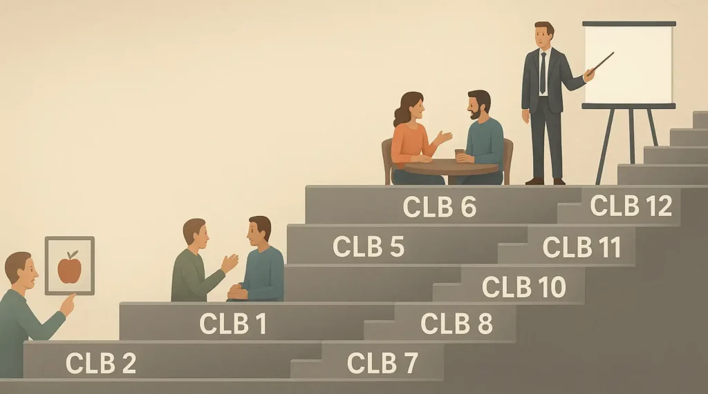 Different levels of the Canadian Language Benchmark (CLB)