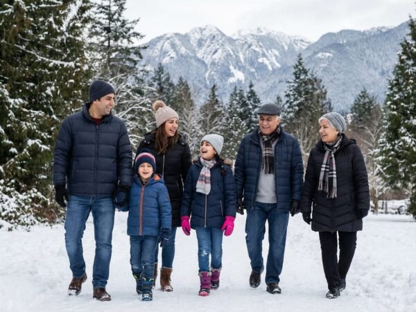 Iranian family enjoying winter in North Vancouver