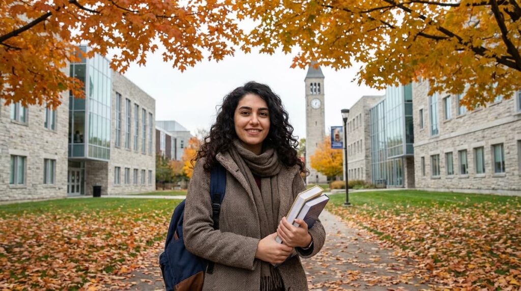 Iranian student on a Canadian university campus